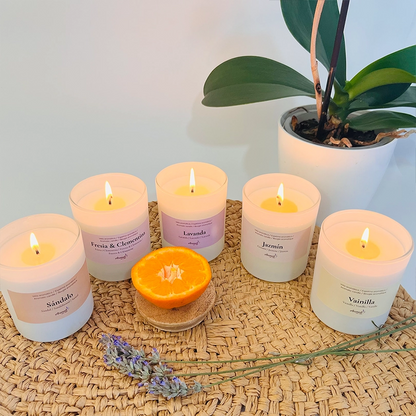 Soy wax scented candle with natural essential oils
